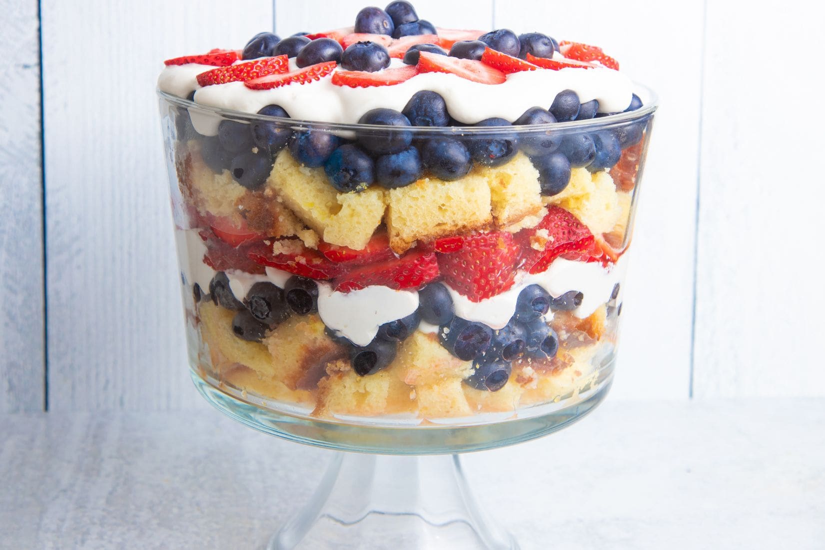 Red, White, and Blue Berry Trifle