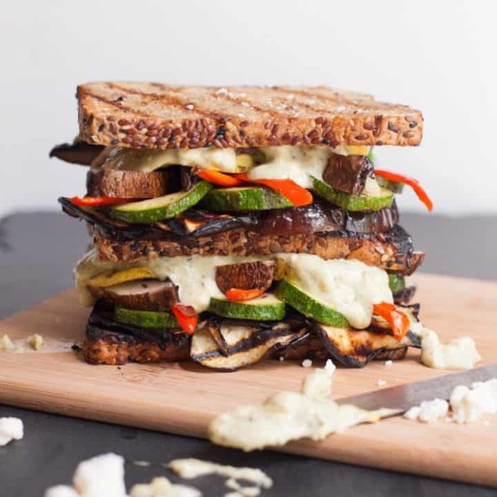 Grilled Veggie Sandwich with Pesto-Feta Mayo