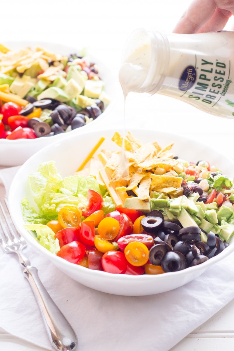 Tortilla Chopped Salad with Black Bean Salsa and Ranch