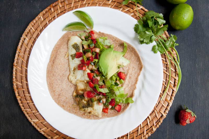 Fish Tacos with Strawberry-Cucumber Salsa