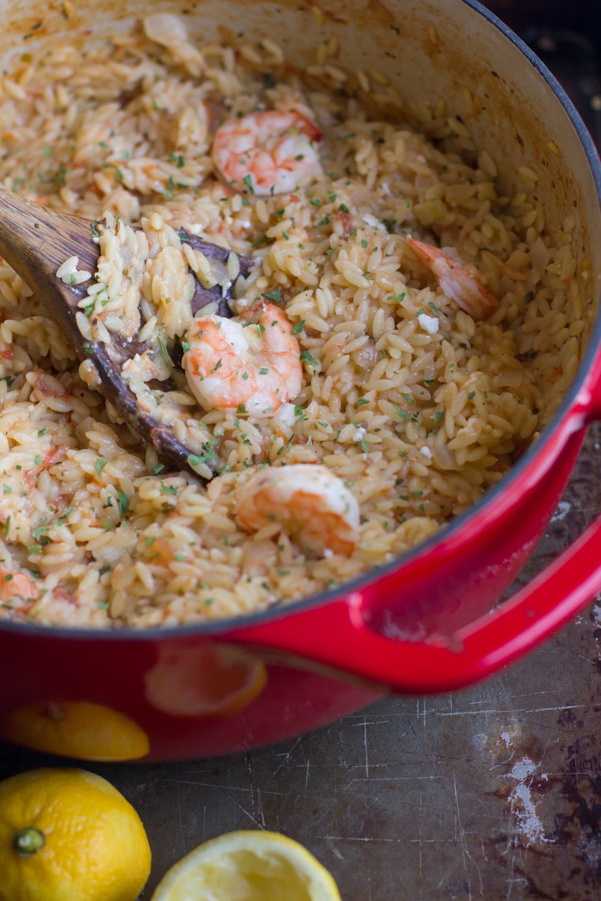 One Pot Lemon Orzo with Shrimp