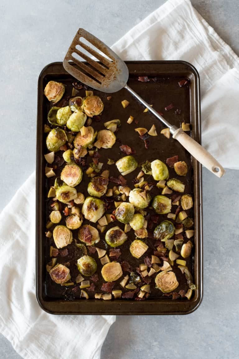 Roasted Brussels Sprouts with Apples and Bacon