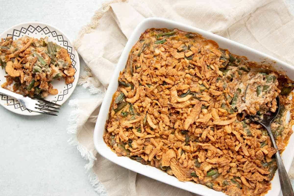 Classic Green Bean Casserole with Fresh Green Beans