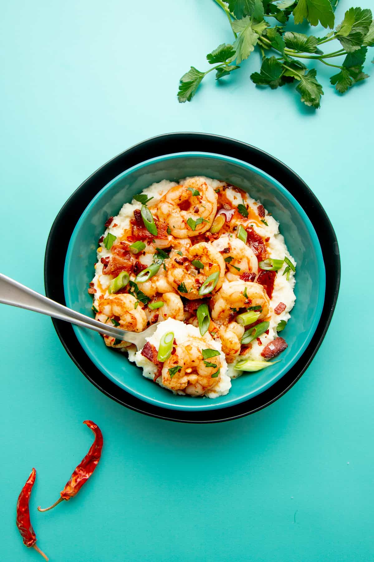 Shrimp and Cauliflower Grits