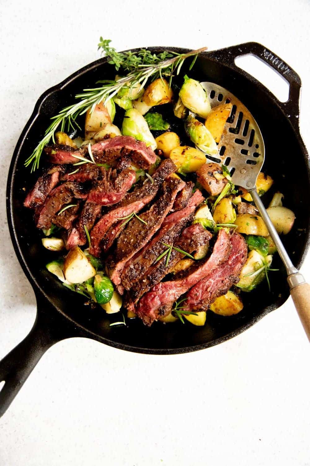 One Skillet Steak and Vegetables Dinner